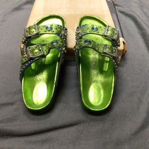 Birkenstocks by Heidi Klum, Size 38N, Green and blue
